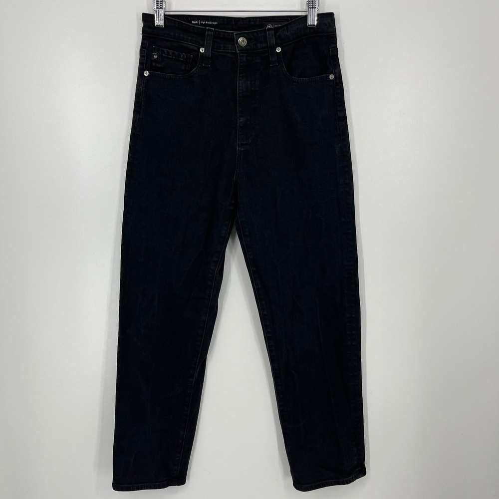 AG Adriano Goldschmied Rian High Rise Straight Japanese Fabric Black Jeans 26